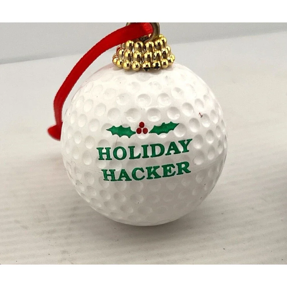 GOLF Themed LOT of 5 Christmas Tree Ornaments Clubs Balls Shoe Lady Holiday Vtg